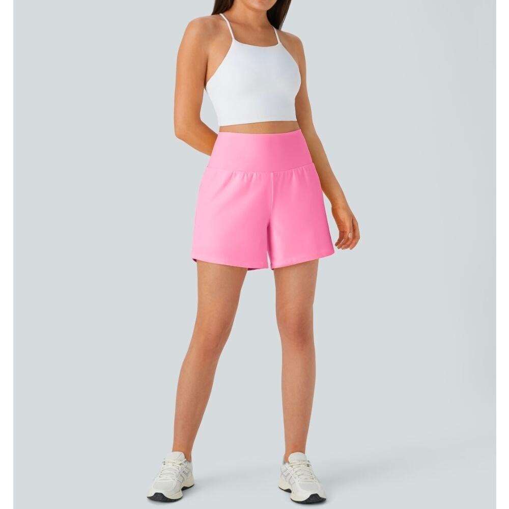 Sz Med Long  HALARA Nosegay Pink SoftlyZero™ Airy High Waist 2-in-1 Shorts 5"